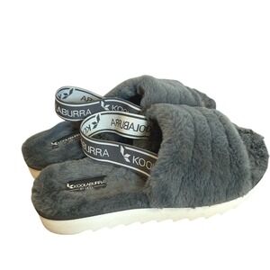 UGG Koolaburra Fuzzy II Slide‎ Slippers Indoor Shoes W 9 Gray Faux Fur Cozecore
